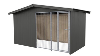 Villa Holz-Hundezwinger 2 x 4 m | Satteldach | Graphitgrau | Gitter