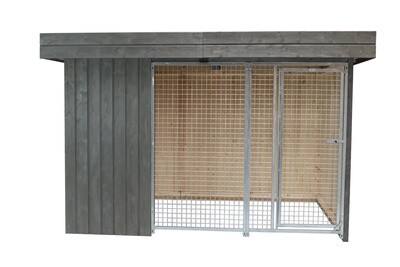 Sauerland Villa Holz-Hundezwinger 3 x 3 m | Flachdach | Graphitgrau | Gitter