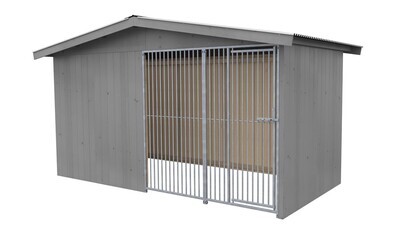 Sauerland Villa Holz-Hundezwinger 2 x 4 m | Satteldach | Platingrau | Rohrstab Abstand 5 cm