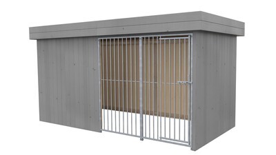 Sauerland Villa Holz-Hundezwinger 2 x 4 m | Flachdach | Platingrau | Rohrstab Abstand 8 cm