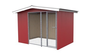 Villa Holz-Hundezwinger 2 x 3 m | Satteldach | Schwedenrot | Gitter