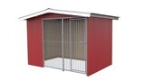 Villa Holz-Hundezwinger 2 x 3 m | Satteldach | Schwedenrot | Rohrstab Abstand 5 cm