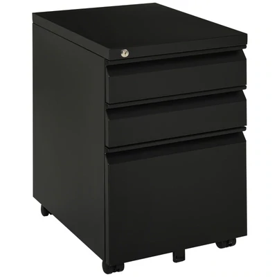 Rollcontainer, 3 Schubladen, 5 Räder, schwarz II