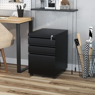 Rollcontainer, 3 Schubladen, 5 Räder, schwarz II
