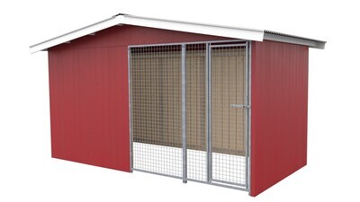 Villa Holz-Hundezwinger 2 x 4 m | Satteldach | Schwedenrot | Gitter