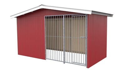 Villa Holz-Hundezwinger 2 x 4 m | Satteldach | Schwedenrot | Rohrstab Abstand 8 cm