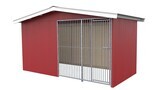 Villa Holz-Hundezwinger 2 x 4 m | Satteldach | Schwedenrot | Rohrstab Abstand 5 cm