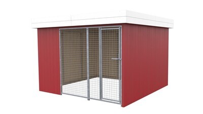 Villa Holz-Hundezwinger 3 x 3 m | Flachdach | Schwedenrot | Gitter