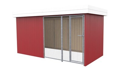 Villa Holz-Hundezwinger 2 x 4 m | Flachdach | Schwedenrot | Gitter
