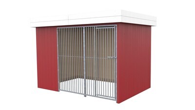 Villa Holz-Hundezwinger 2 x 3 m | Flachdach | Schwedenrot | Rohrstab Abstand 5 cm