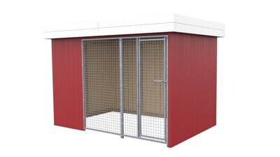 Villa Holz-Hundezwinger 2 x 3 m | Flachdach | Schwedenrot | Gitter