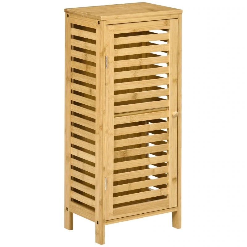 Badezimmerschrank mit Lamellentür, Naturbambus,