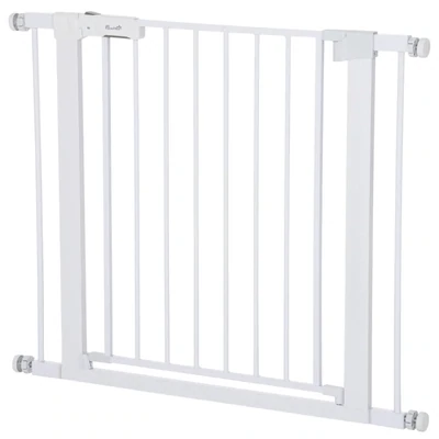 Hundegitter ohne Bohren, 75–96 cm, weiss, Auto-Close, Metall, einhändig öffnen