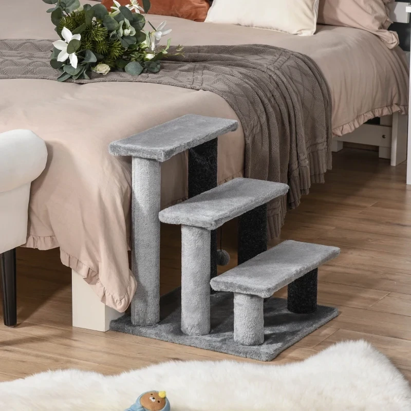 Haustiertreppe mit Kratzbaum mit Ball 3-stufige Katzentreppe Hundetreppe