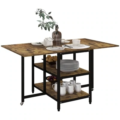 Klapptisch, klappbarer Esstisch, Industriedesign, Braun + Schwarz
