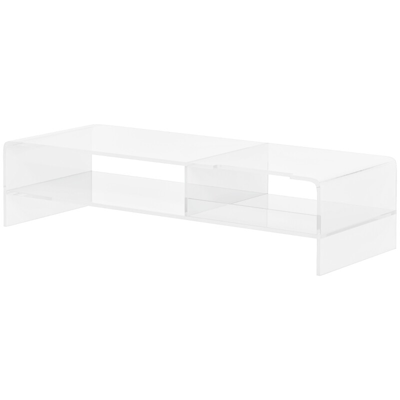 Monitorständer mit Tastaturfach, transparent, für Monitore bis 24 Zoll, 2 Etagen, Acryl
