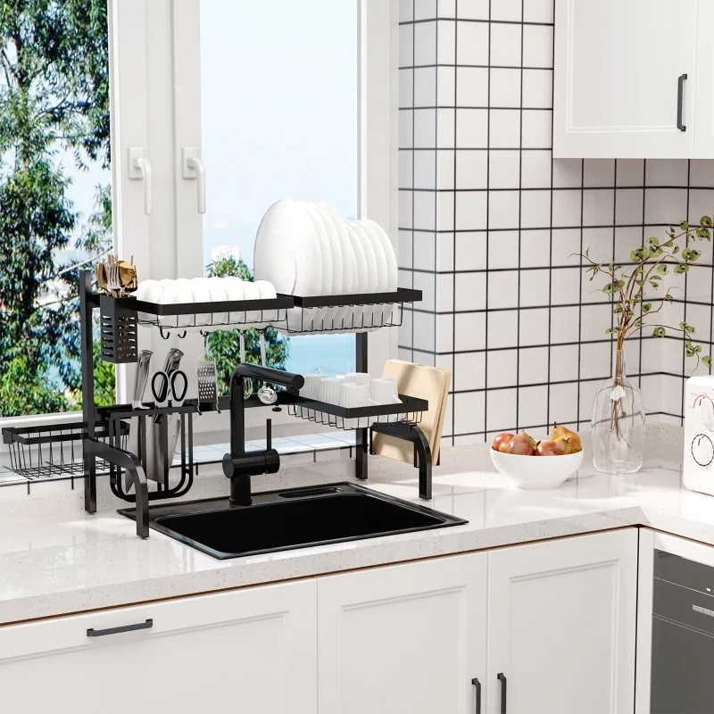 Abtropfgestell, längenverstellbar 51-93 cm, viele Elemente, flexible Anordnung, schwarz