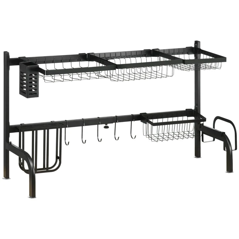 Abtropfgestell, längenverstellbar 51-93 cm, viele Elemente, flexible Anordnung, schwarz