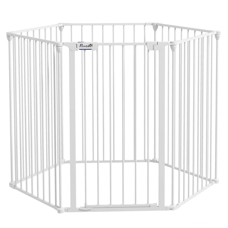2-in-1 Welpenauslauf und Absperrgitter, Welpenauslauf, modulares Design, weiss,