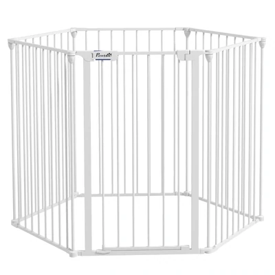 2-in-1 Welpenauslauf und Absperrgitter, Welpenauslauf, modulares Design, weiss,