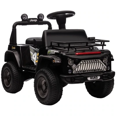 Elektro Kinderauto, Offroad Geländewagen, Jeep, mit Stauraum, Schwarz