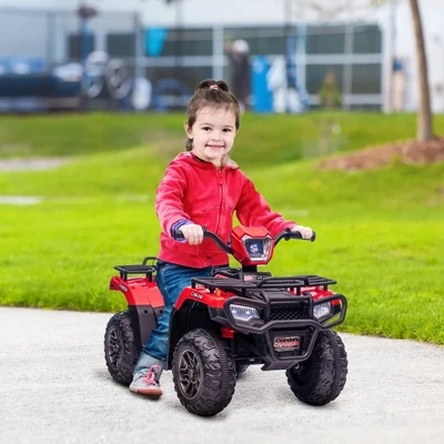 Kinder-Elektroquad, max. 4 km/h, ab 3 Jahren, LED-Scheinwerfer, schwarz+rot