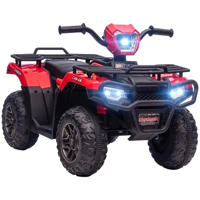 Kinder-Elektroquad, max. 4 km/h, ab 3 Jahren, LED-Scheinwerfer, schwarz+rot