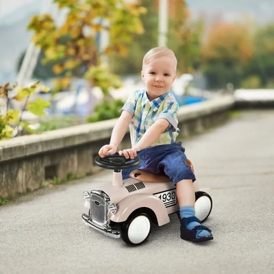 Kinder Rutschauto, Hot Rod Vintage-Design, Cremeweiss