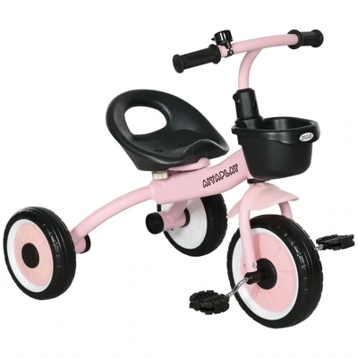Dreirad für Kinder 2-5 Jahre, höhenverstellbarer Sitz, Fahrradkorb, Rosa