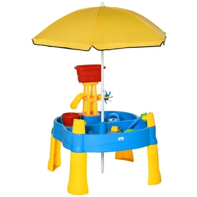 Spieltisch-Set, Strandspielzeug mit Sonnenschirm,