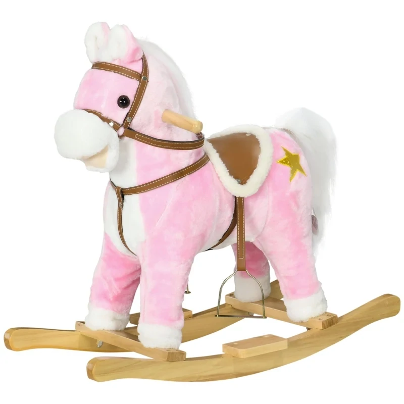 Schaukelpferd, Sattel mit Steigbügeln, Musik, bis 30 kg, pink