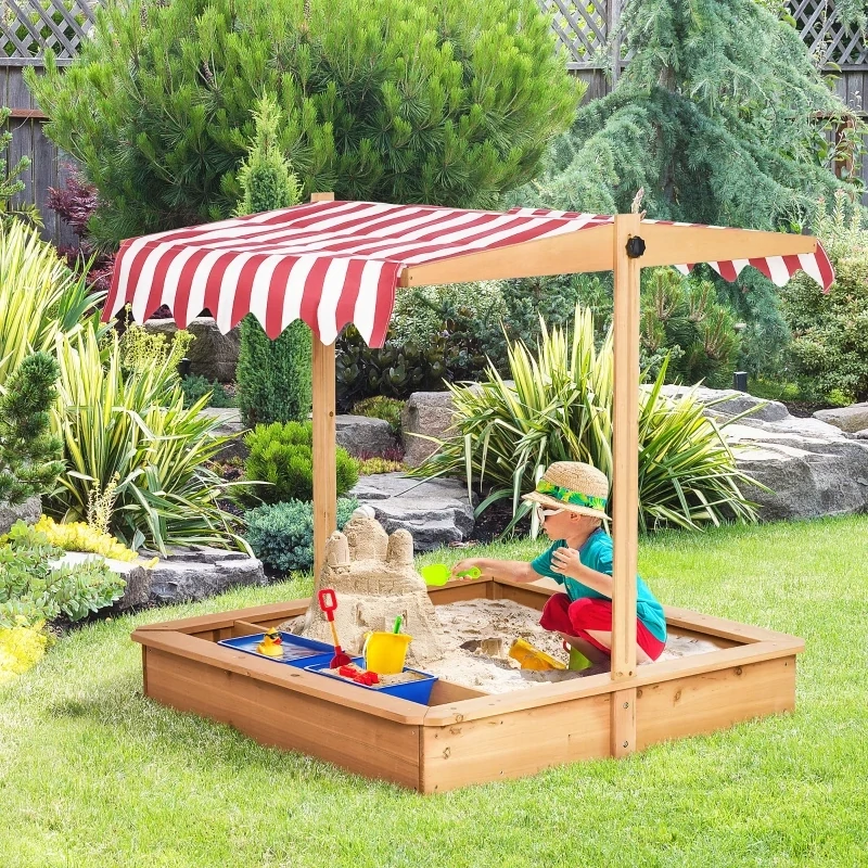 Sandkasten mit verstellbarem Dach für Kinder