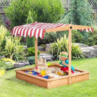 Sandkasten mit verstellbarem Dach für Kinder