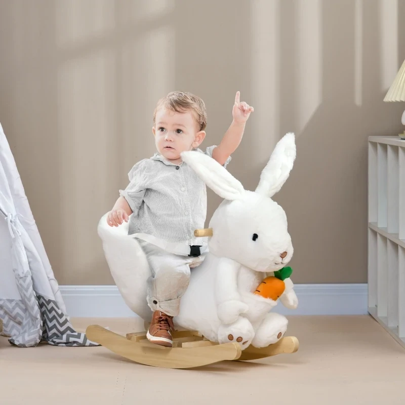 Schaukelpferd Hase, Kaninchen, mit Soundeffekt, weiss