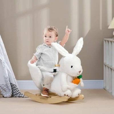 Schaukelpferd Hase, Kaninchen, mit Soundeffekt, weiss