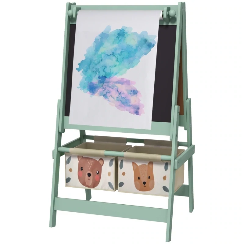 3-in-1 Kinder Staffelei mit Papierrolle, Kreidetafel, Whiteboard, grün
