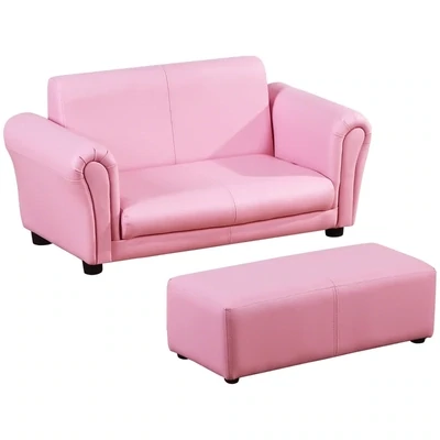 Kindersofa mit Hocker rosa Sessel Kinder Softsofa
