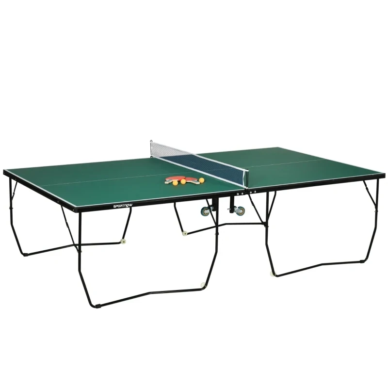 Tischtennisplatte klappbar, 8 Räder, inkl. Schläger und Bälle, grün