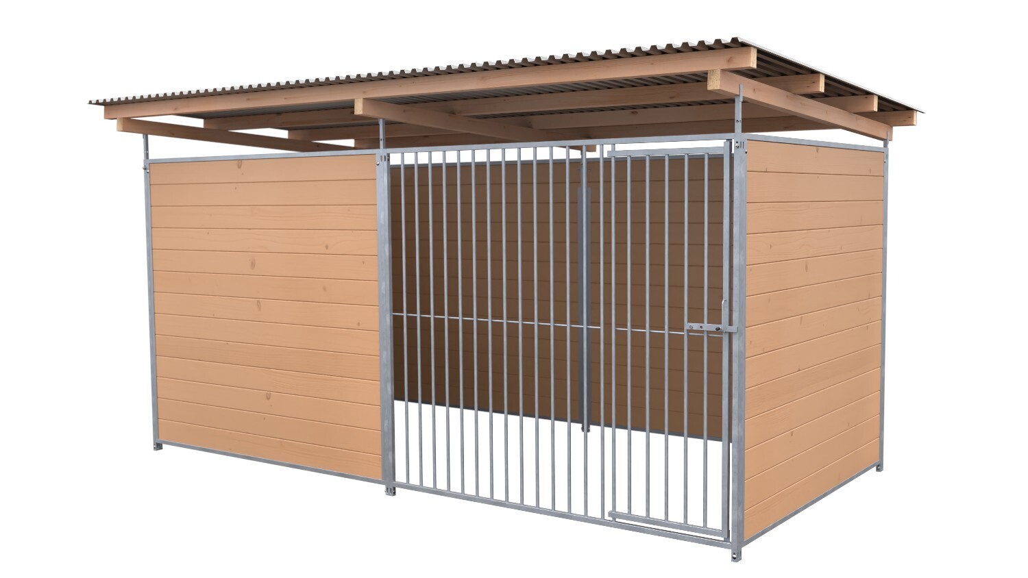 SAUERLAND Hundezwinger 2 x 3 m | 3,5-seitig geschlossen | naturbelassen | Rohrstab Abstand 8 cm
