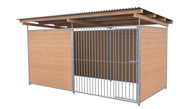 SAUERLAND Hundezwinger 2 x 3 m | 3,5-seitig geschlossen | naturbelassen | Rohrstab Abstand 8 cm