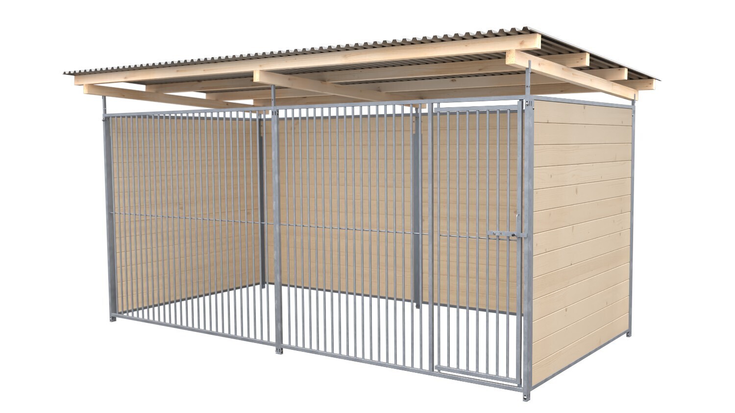 SAUERLAND Hundezwinger 2 x 3 m | 3-seitig geschlossen | naturbelassen | Rohrstab Abstand 5 cm