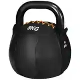 Kugelhantel, Kettlebell, 8 kg, flache Unterseite, Stahlgriff, Kunststoffkörper, schwarz,