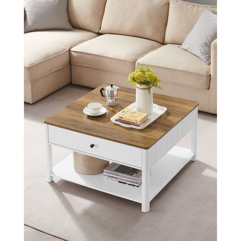 Maritimer Couchtisch mit 2 Schubladen weiss