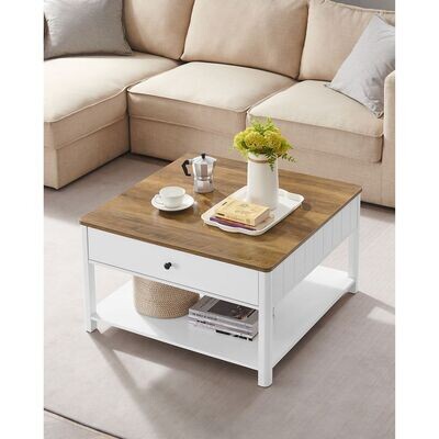Maritimer Couchtisch mit 2 Schubladen weiss