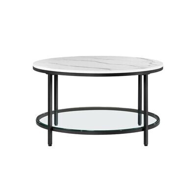 Couchtisch mit 2 Marmor- und Glas-Ablagen für Wohnzimmer