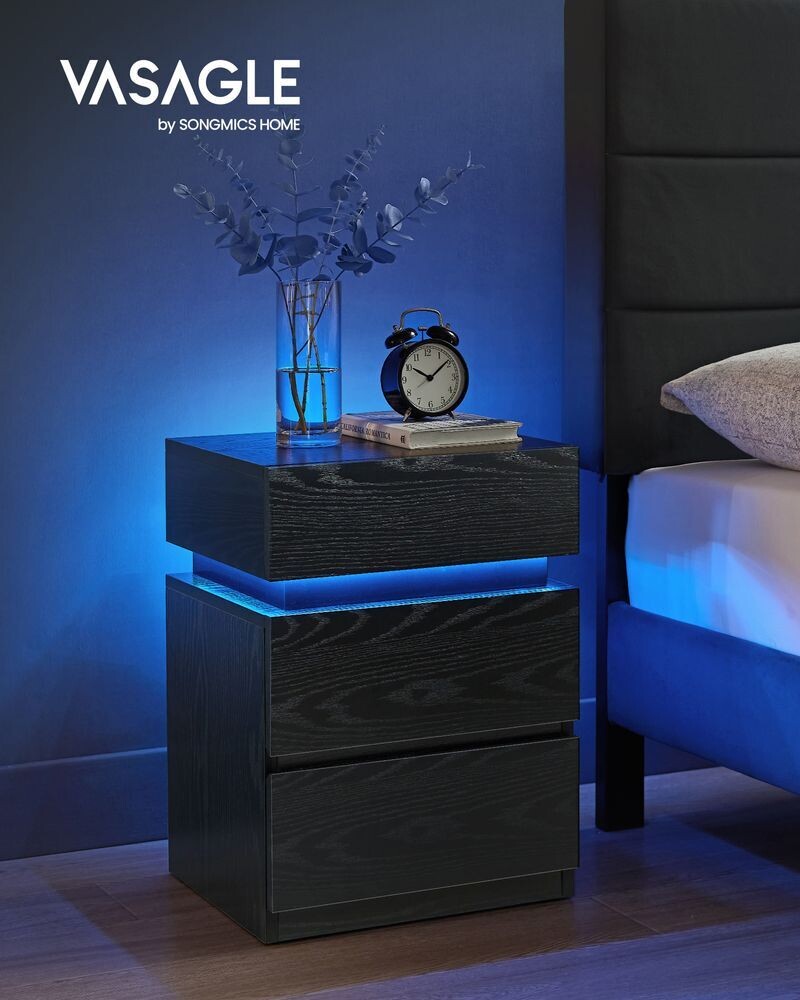 Nachttisch mit LED-Beleuchtung modern schwarz