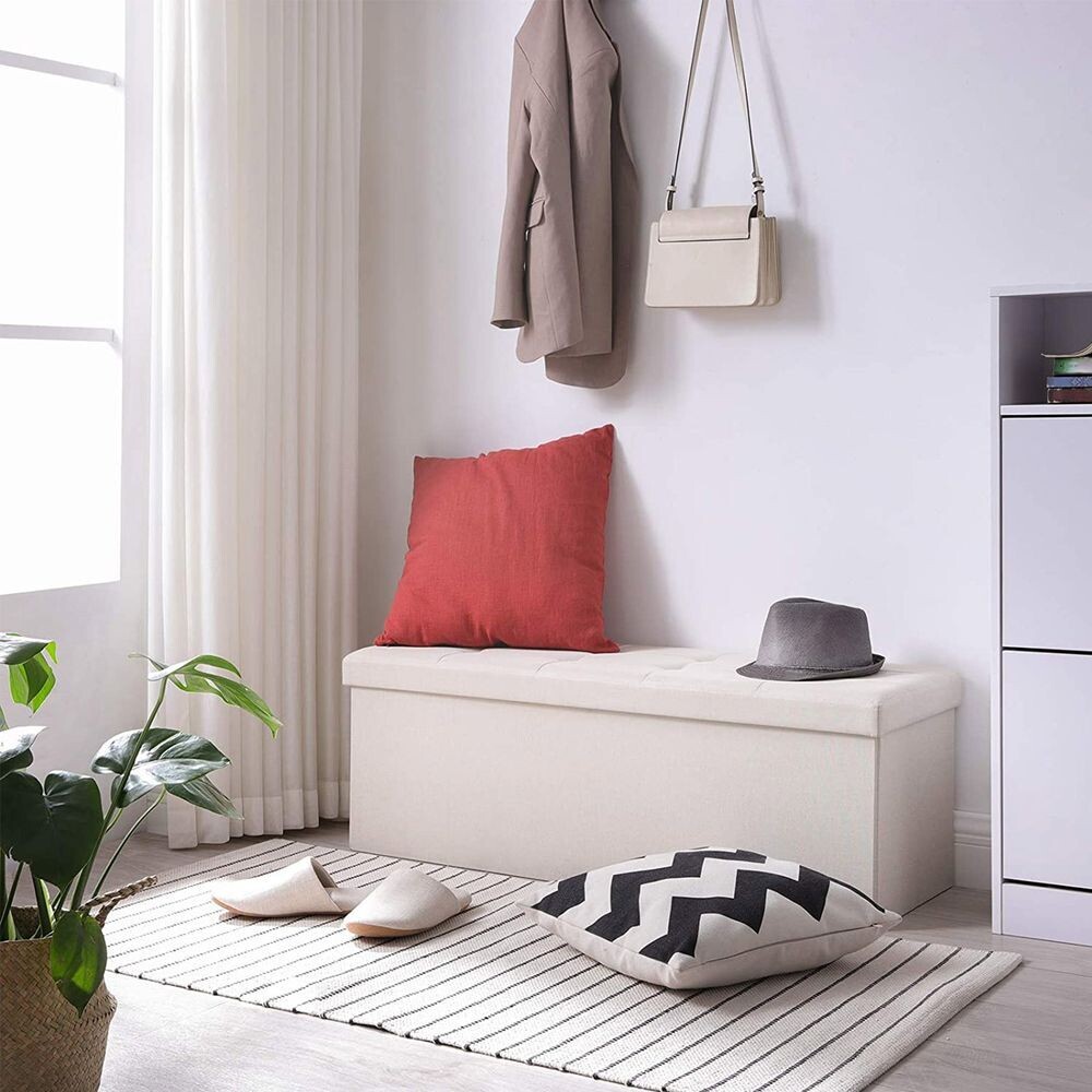 Sitzbank mit Stauraum 110 cm beige