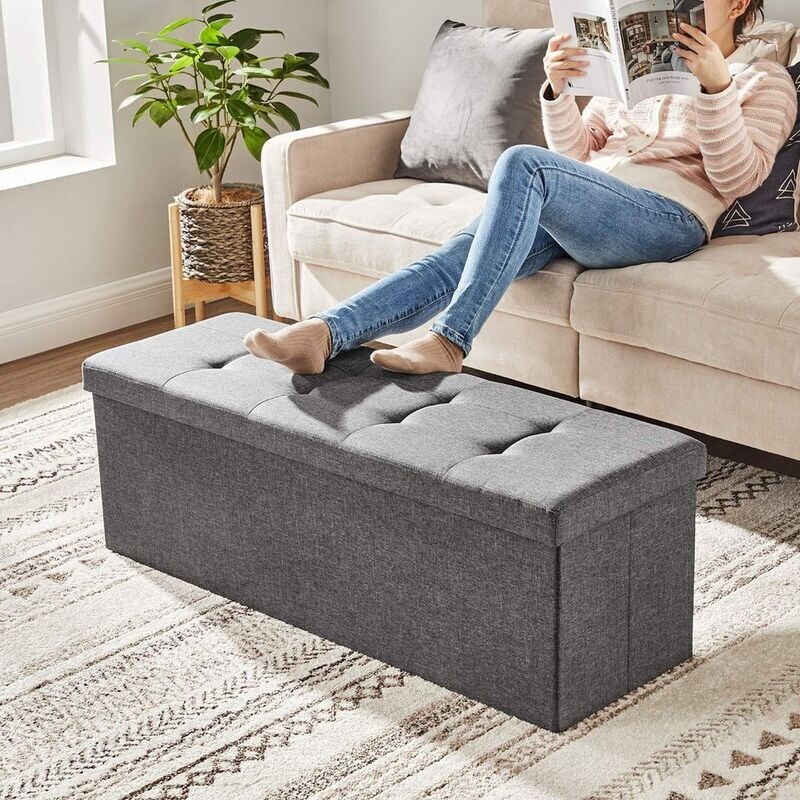 Sitzbank mit Stauraum 110 cm grau