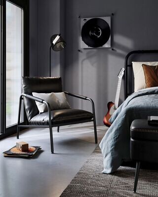 Loungesessel mit Metallrahmen schwarz