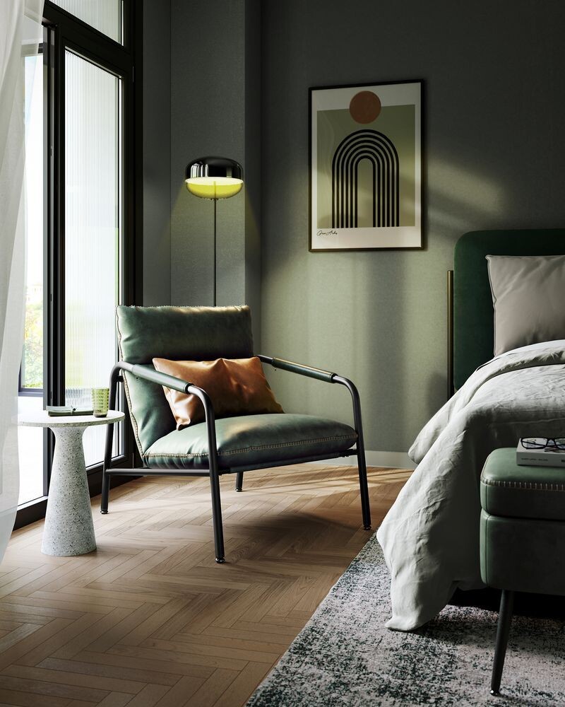 Loungesessel mit Metallrahmen grün